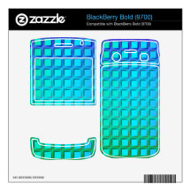 Blue Turquoise and Green Squares Pattern Skin For BlackBerry