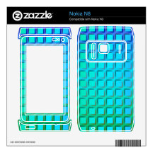Blue Turquoise and Green Squares Pattern Nokia N8 Skins