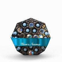 Blue turquoise beaded acrylic award
