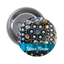 Blue turquoise beaded button