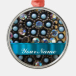 Blue turquoise beaded christmas tree ornament
