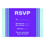 Blue turquoise stripe RSVP invitations
