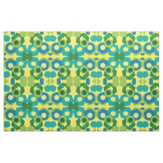 Blue Turquoise Yellow Green Hexagons Fabric