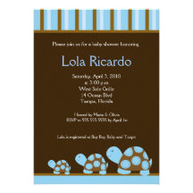 Blue Turtles Striped Baby Shower invite 5 x 7