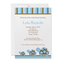 Blue Turtles Striped Baby Shower invite 5 x 7 invitations