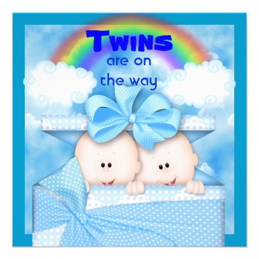 BLUE TWIN  Baby Shower  Invitation