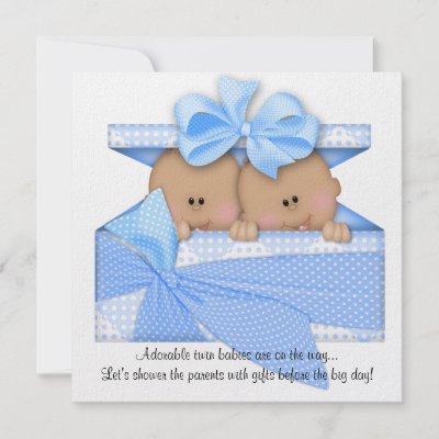 Twin Baby Shower Invitation on Blue Twin Baby Shower Invitation African American By Kjsinvitations