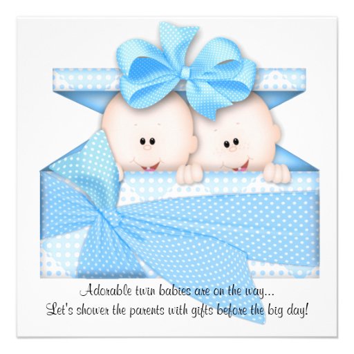Blue TWINS Baby Shower Invitation or Announcement