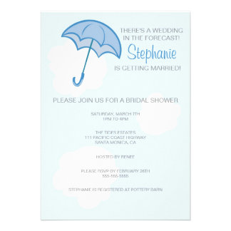 Blue Umbrella Bridal Shower Invitation