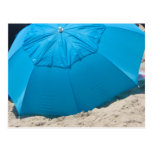 blue umbrella on the beach postcards