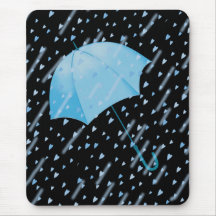 BLUE UMBRELLA SHOWERS OF LOVE by SHARON SHARPE Mouse Mats
