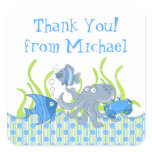 Blue Underwater Critters Birthday Favor Stickers