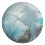 blue unicorn party plate