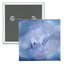 Blue Unicorn with wings fantasy Pin