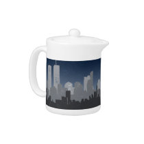 Blue Urban City Sprawl Grunge teapot teapots