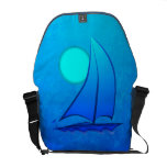 Blue Vector Sailboat Courier Bag