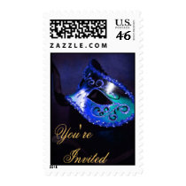 Blue Venetian Masquerade Halloween Postage