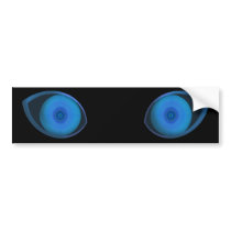 Blue Very Evil Eyes bumper stickers by JaZilla Blue Very Evil Eyes bumper stickers