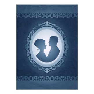 Blue Victorian Gothic Cameo Wedding Invitations
