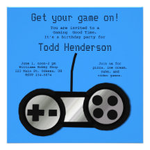 Blue Video Gaming Party Invitation
