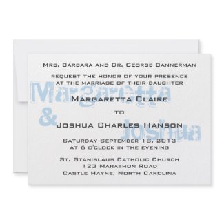Blue Vintage Brick Graffiti Wedding Invitation invitation