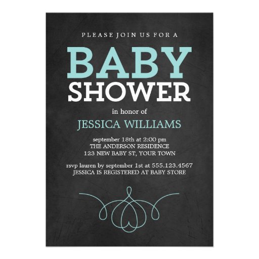 Blue Vintage Chalkboard Baby Shower Personalized Announcements