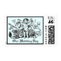 Blue Vintage Cherub "Our Wedding Day" Postage postage by JuJuGarden Blue Vintage Cherub "Our Wedding Day" Postage postage