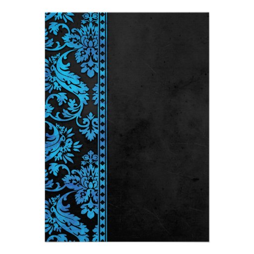 Blue Vintage Damask Lace Wedding Custom Invitations