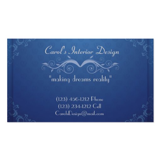 Blue Vintage / Elegant Designers Business Cards (front side)