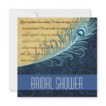 Blue Vintage Peacock Bridal Shower Invitations