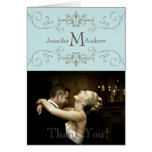 Blue Vintage Photo Thank You Card Wedding