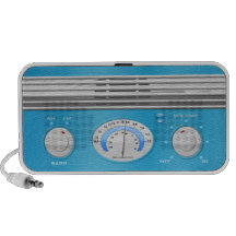 Blue Vintage Radio Travelling Speakers
