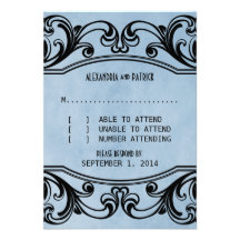 Blue Vintage Swirls Response Card