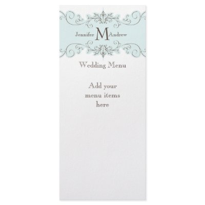 Blue Vintage Wedding Menu Cards Customized Rack Card