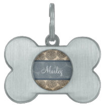 Blue Vintage Zinnia Pet Tag