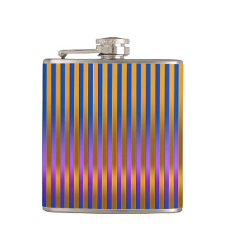 BLUE VIOLET AND GOLD STRIPES HIP FLASKS