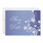 Blue-violet floral save the date custom invite