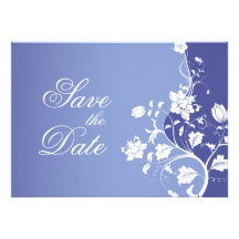 Blue Violet Floral Save the Date Custom Invitations