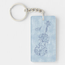Blue Violin Line Drawing Acrylic Keychain