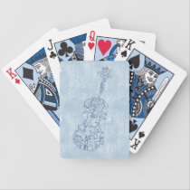 Blue Violin Line Drawing playing cards