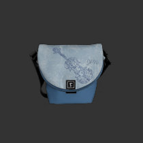 Blue Violin Line Drawing Customizable messenger bags
