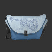 Blue Violin Line Drawing Customizable messenger bags