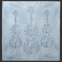 Blue Violin Line Drawing napkins