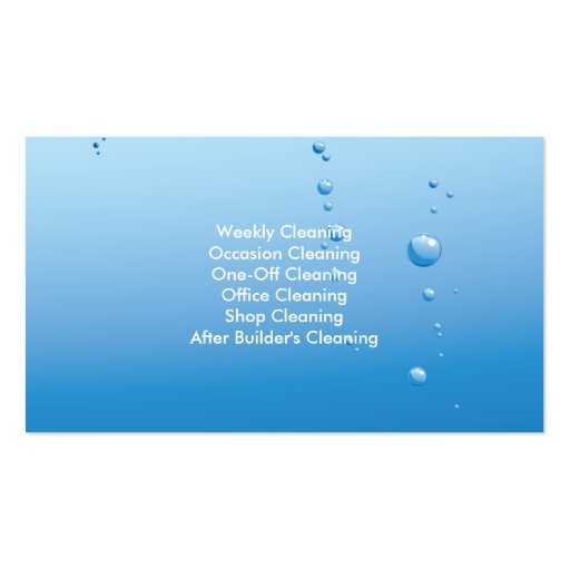 Blue Water Bubbles Cleaning Service Business Card (back side)