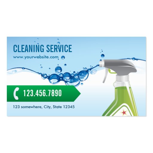 Blue Water Bubbles Cleaning Service Business Card (front side)