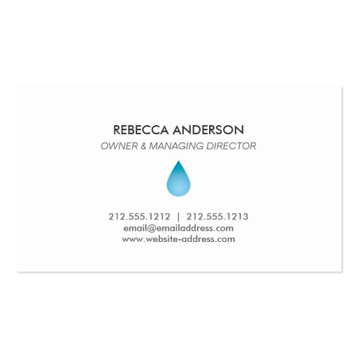 Blue Water Drop Cleaning Service Business Card (back side)