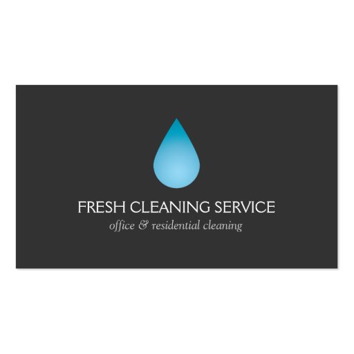 Blue Water Drop Cleaning Service Business Card (front side)