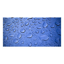 Blue Water Droplets Textured Custom Photo Card