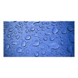 Blue Water Droplets Textured Custom Photo Card