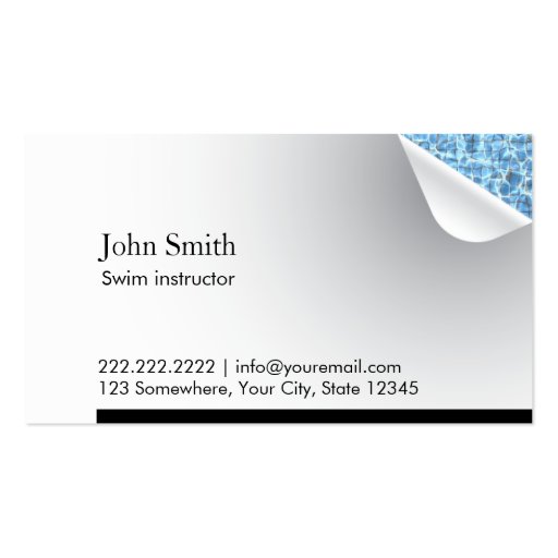 Blue Water Inside Swim Instructor Business Card (front side)